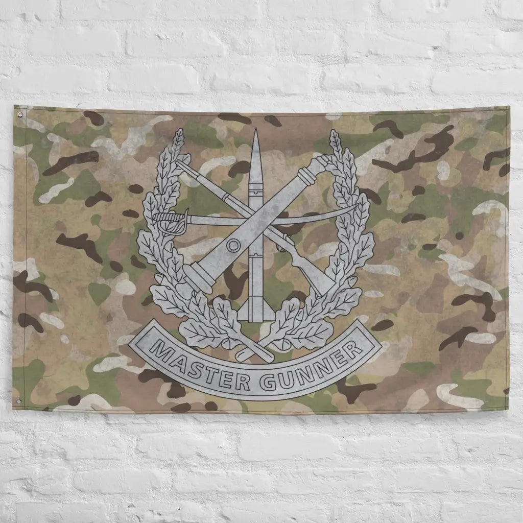 U.S. Army Master Gunner Badge OCP Camo Indoor Wall Flag Tactically Acquired   