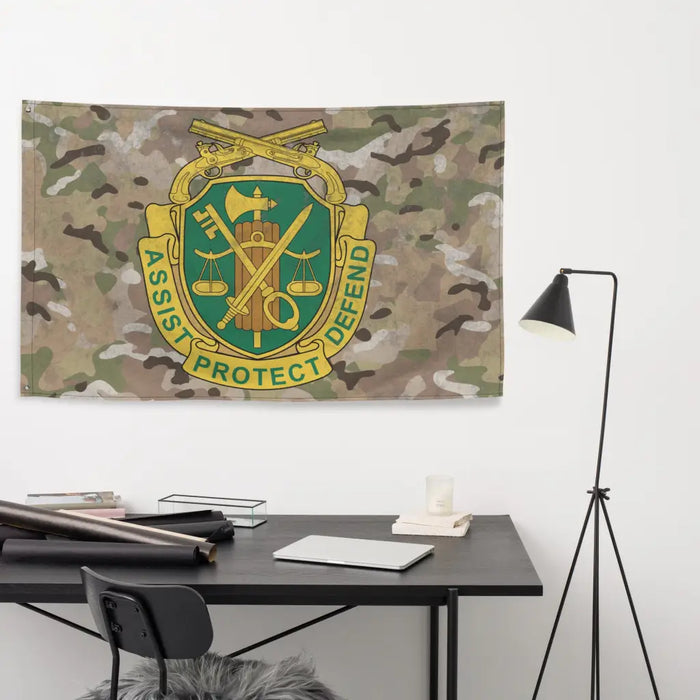 U.S. Army Military Police (MP) Corps Branch Insignia Indoor Wall Flag Tactically Acquired   