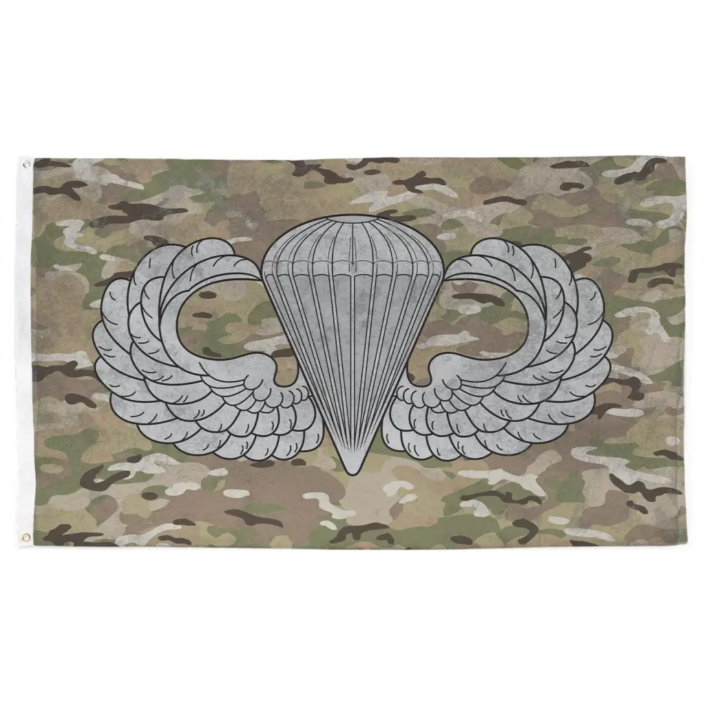 U.S. Army Parachutist Badge OCP Camo Indoor Wall Flag Tactically Acquired   