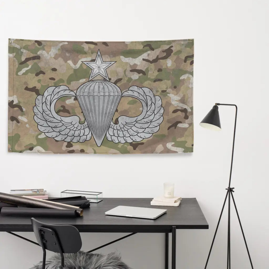 U.S. Army Senior Paratrooper Wings Badge Indoor Wall Flag Tactically Acquired   
