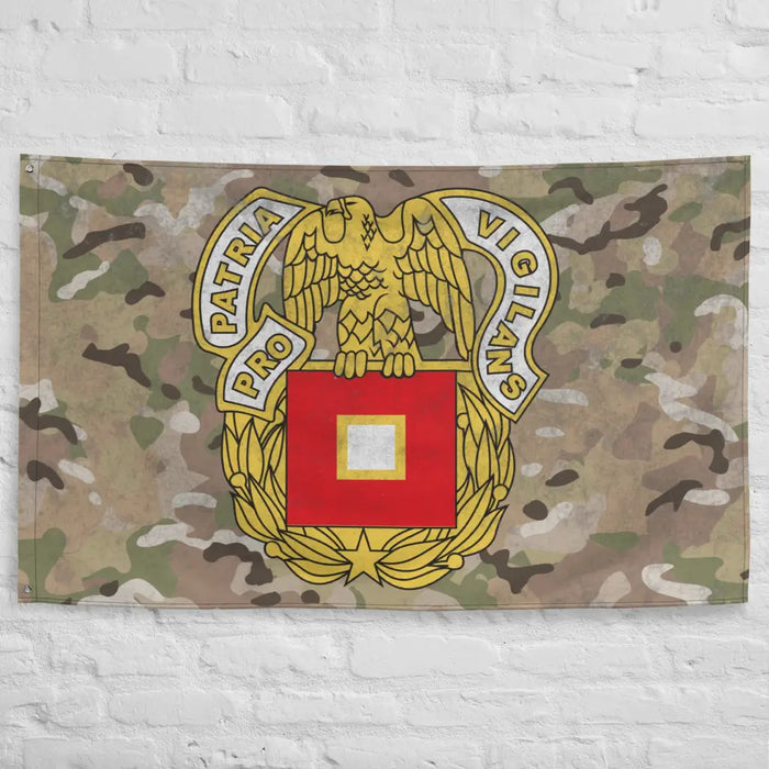 U.S. Army Signal Corps Insignia OCP Camo Indoor Wall Flag Tactically Acquired   