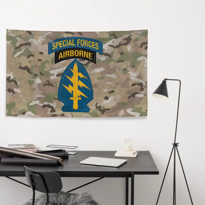 U.S. Army Special Forces Tab OCP Camo Indoor Wall Flag Tactically Acquired   