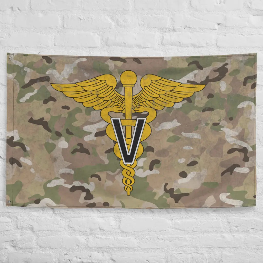 U.S. Army Veterinary Corps Emblem OCP Camo Indoor Wall Flag Tactically Acquired   