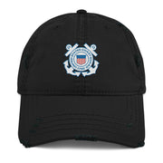 U.S. Coast Guard Branch Service Logo Distressed Embroidered Dad Hat Tactically Acquired Black  
