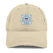 U.S. Coast Guard Branch Service Logo Distressed Embroidered Dad Hat Tactically Acquired Khaki  