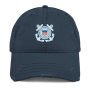 U.S. Coast Guard Branch Service Logo Distressed Embroidered Dad Hat Tactically Acquired Navy  