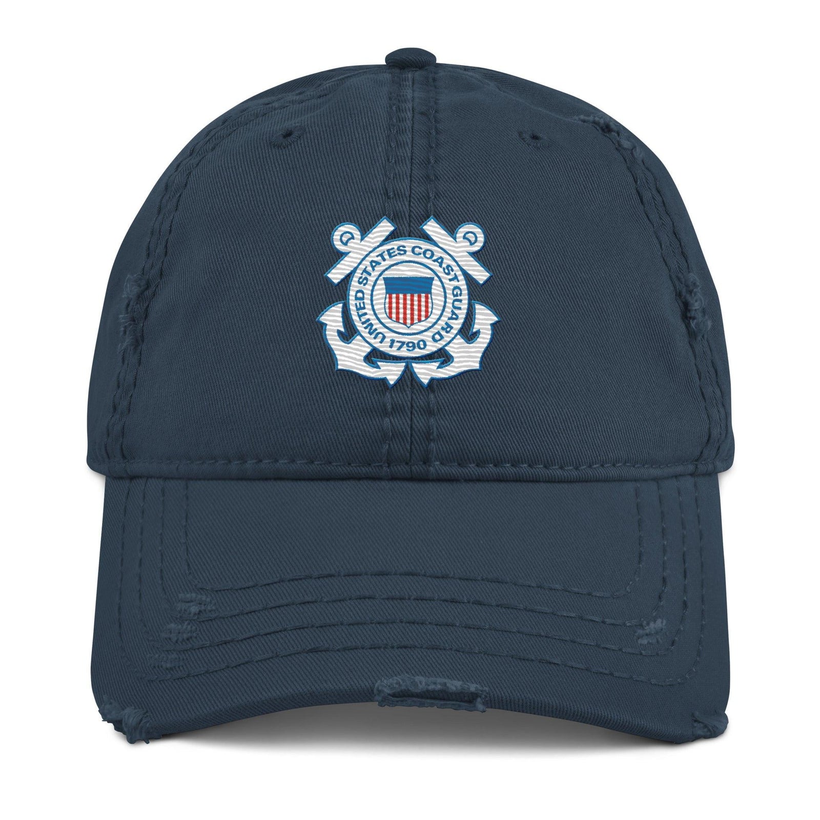 U.S. Coast Guard Branch Service Logo Distressed Embroidered Dad Hat Tactically Acquired Navy  