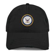 U.S. Navy Branch Service Emblem Distressed Embroidered Dad Hat Tactically Acquired Black  