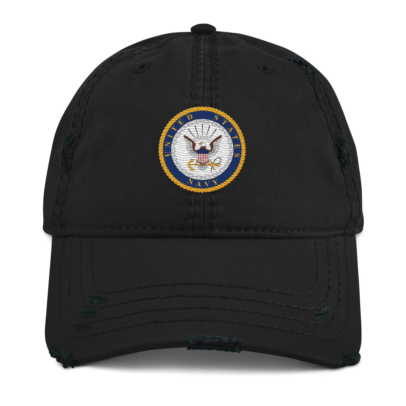U.S. Navy Branch Service Emblem Distressed Embroidered Dad Hat Tactically Acquired Black  
