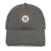 U.S. Navy Branch Service Emblem Distressed Embroidered Dad Hat Tactically Acquired Charcoal Grey  