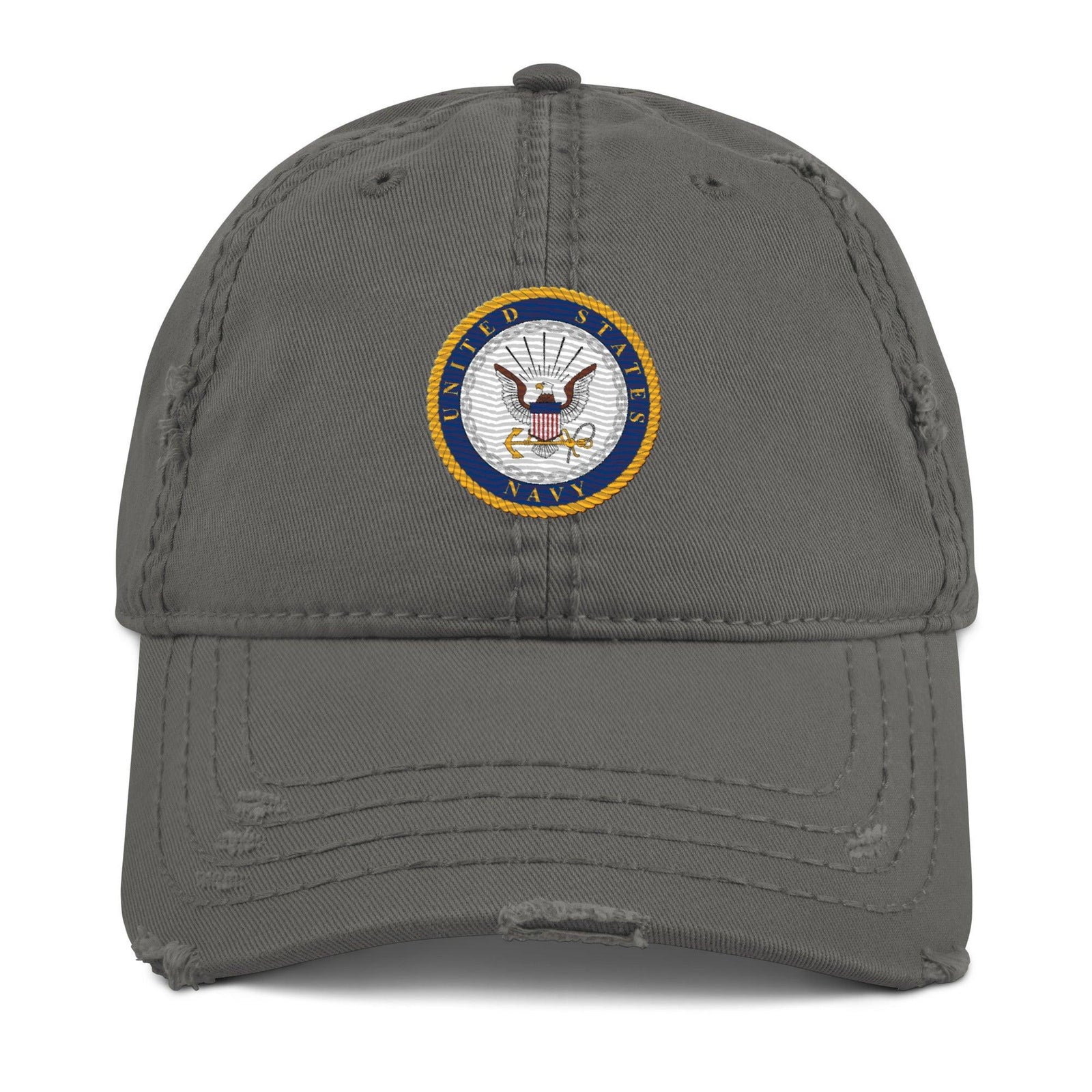 U.S. Navy Branch Service Emblem Distressed Embroidered Dad Hat Tactically Acquired Charcoal Grey  