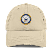 U.S. Navy Branch Service Emblem Distressed Embroidered Dad Hat Tactically Acquired Khaki  