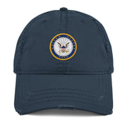 U.S. Navy Branch Service Emblem Distressed Embroidered Dad Hat Tactically Acquired Navy  