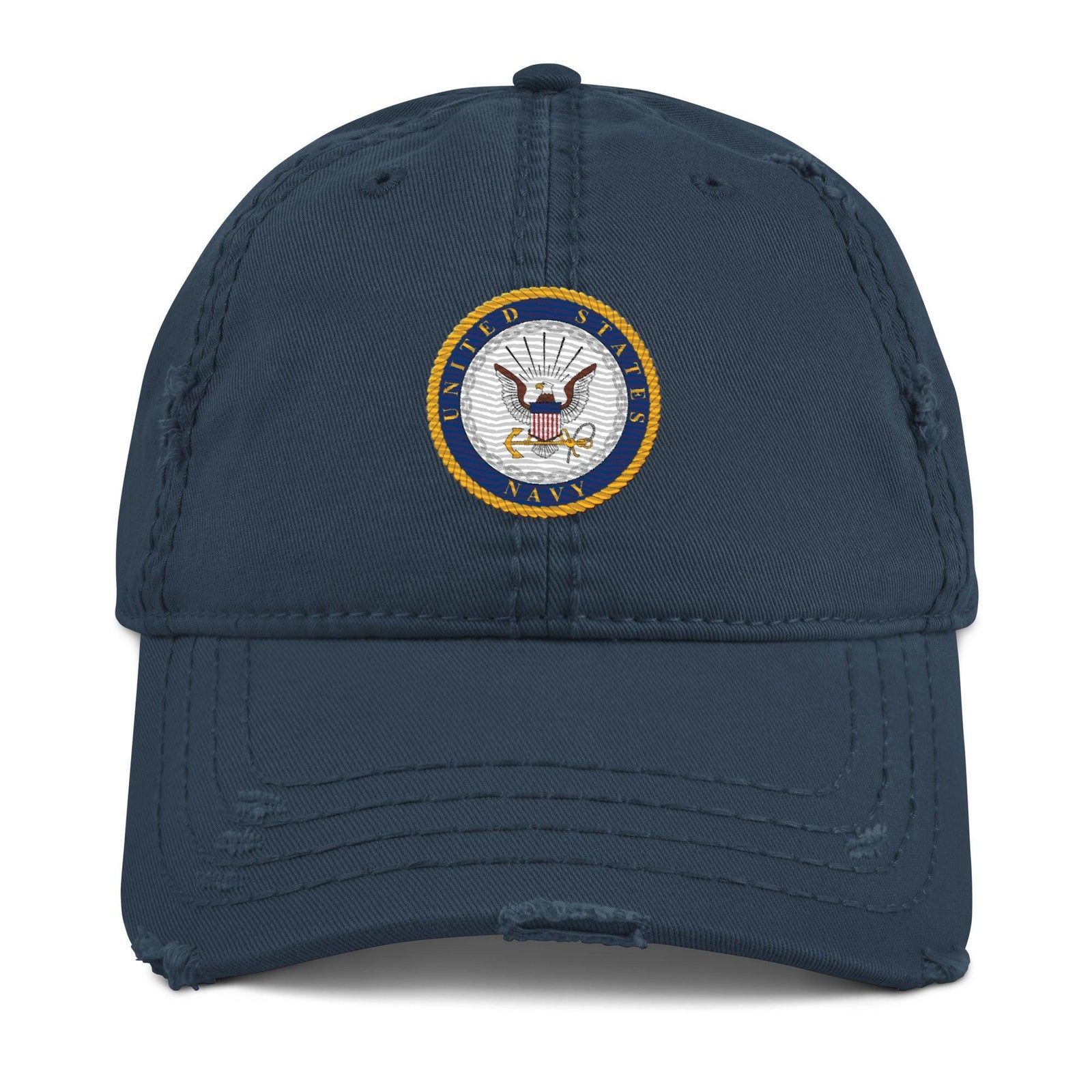U.S. Navy Branch Service Emblem Distressed Embroidered Dad Hat Tactically Acquired Navy  