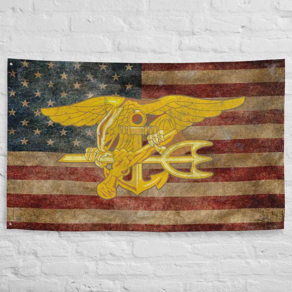 U.S. Navy SEAL Trident Indoor Wall Flag Tactically Acquired   