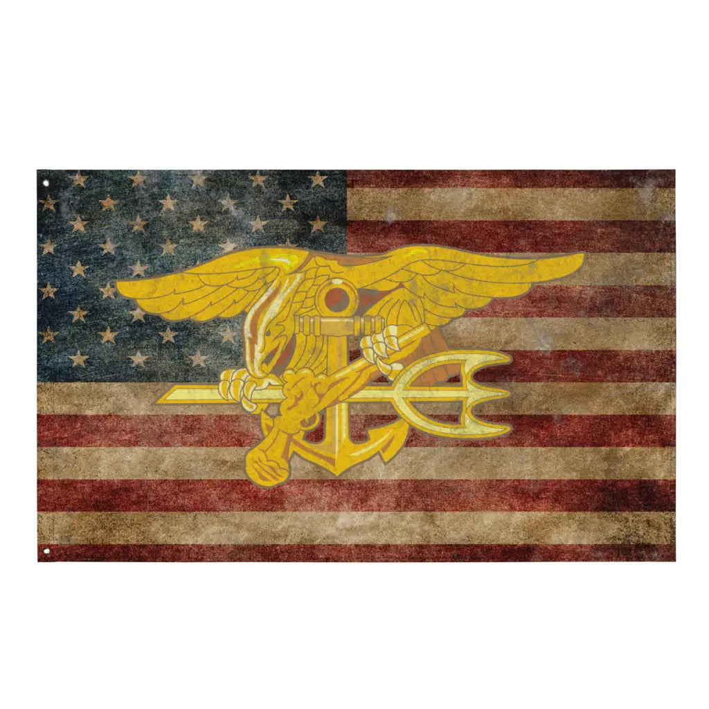 U.S. Navy SEAL Trident Indoor Wall Flag Tactically Acquired Default Title  