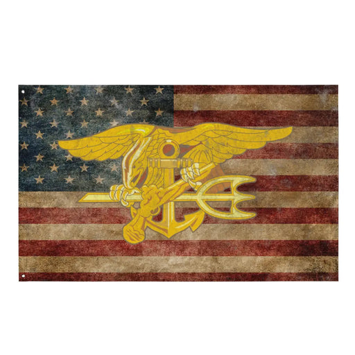 U.S. Navy SEAL Trident Indoor Wall Flag Tactically Acquired Default Title  