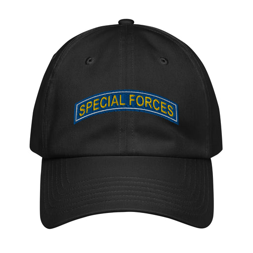 U.S. Army Special Forces Tab Embroidered Under Armour® Dad Hat Tactically Acquired Black  