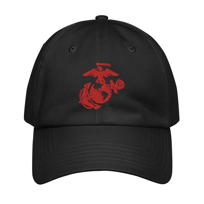 USMC Red EGA Embroidered Under Armour® Dad Hat Tactically Acquired Black  