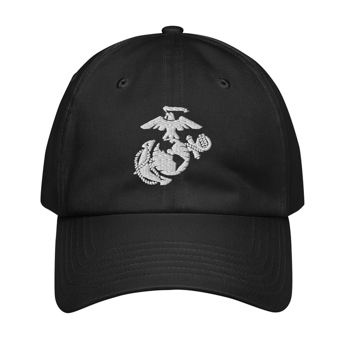 USMC White EGA Embroidered Under Armour® Dad Hat Tactically Acquired Black  