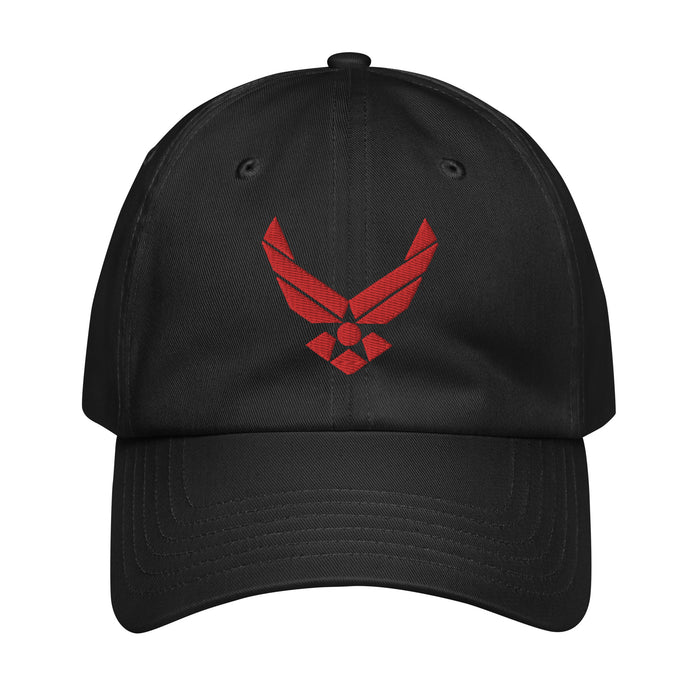 USAF Red Emblem Embroidered Under Armour® Dad Hat Tactically Acquired Black  