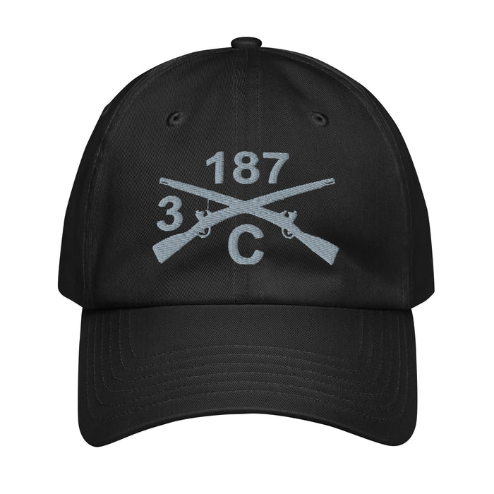 C CO. 3-187 INF RGT Embroidered Under Armour® Dad Hat Tactically Acquired Black