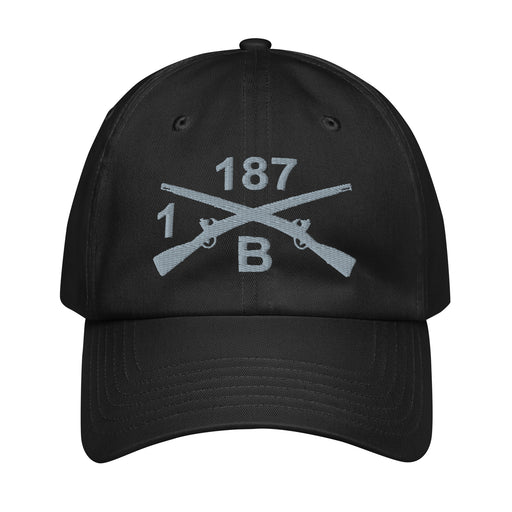 B Co. 1-187 Infantry Embroidered Under Armour® Dad Hat Tactically Acquired Black