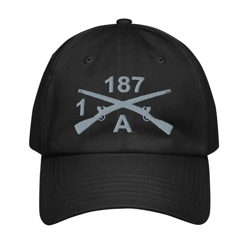 A Co. 1-187 Infantry Embroidered Under Armour® Dad Hat Tactically Acquired Black