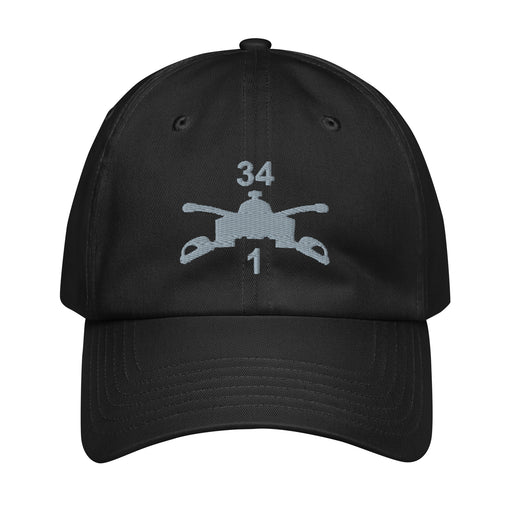 1-34 Armor Embroidered Under Armour® Dad Hat Tactically Acquired Black