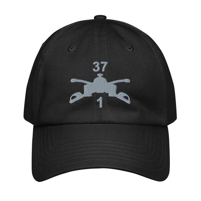 1-37 Armor Regiment Embroidered Under Armour® Dad Hat Tactically Acquired Black