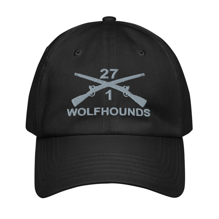 1-27th Infantry "Wolfhounds" Embroidered Under Armour® Dad Hat Tactically Acquired Black