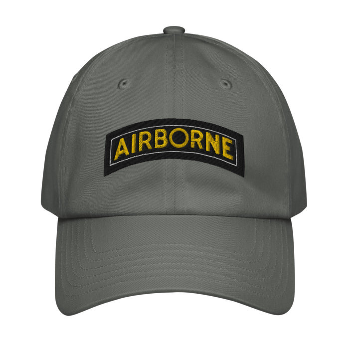 U.S. Army Airborne Tab Embroidered Under Armour® Dad Hat Tactically Acquired Grey  