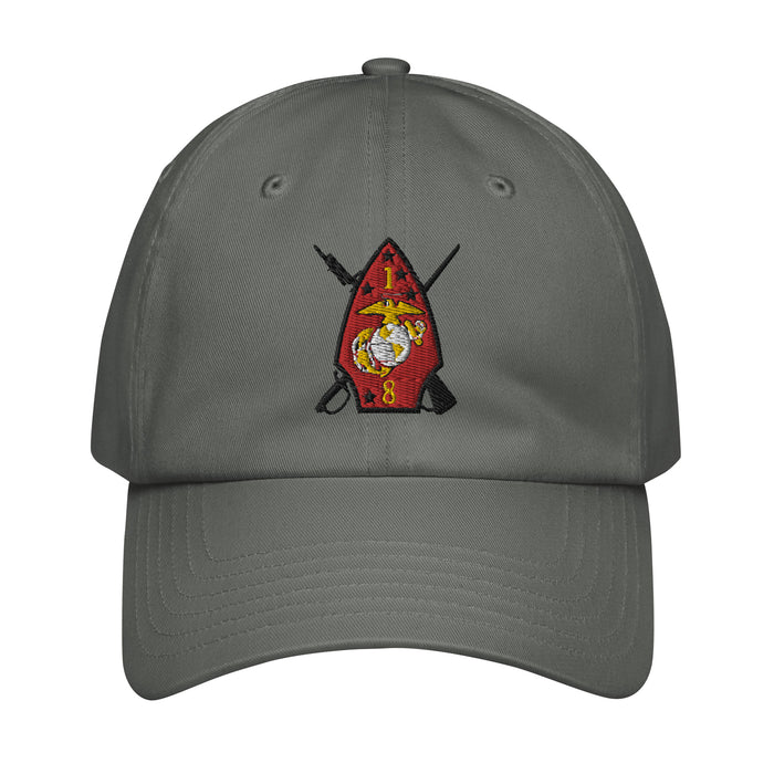 1/8 Marines Embroidered Under Armour® Dad Hat Tactically Acquired Grey  