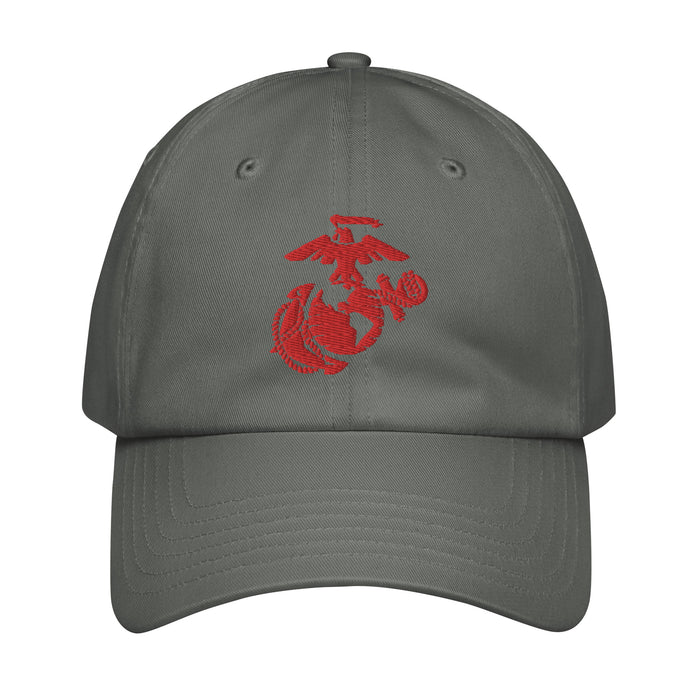 USMC Red EGA Embroidered Under Armour® Dad Hat Tactically Acquired Grey  