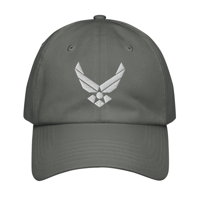 USAF White Emblem Embroidered Under Armour® Dad Hat Tactically Acquired Grey  