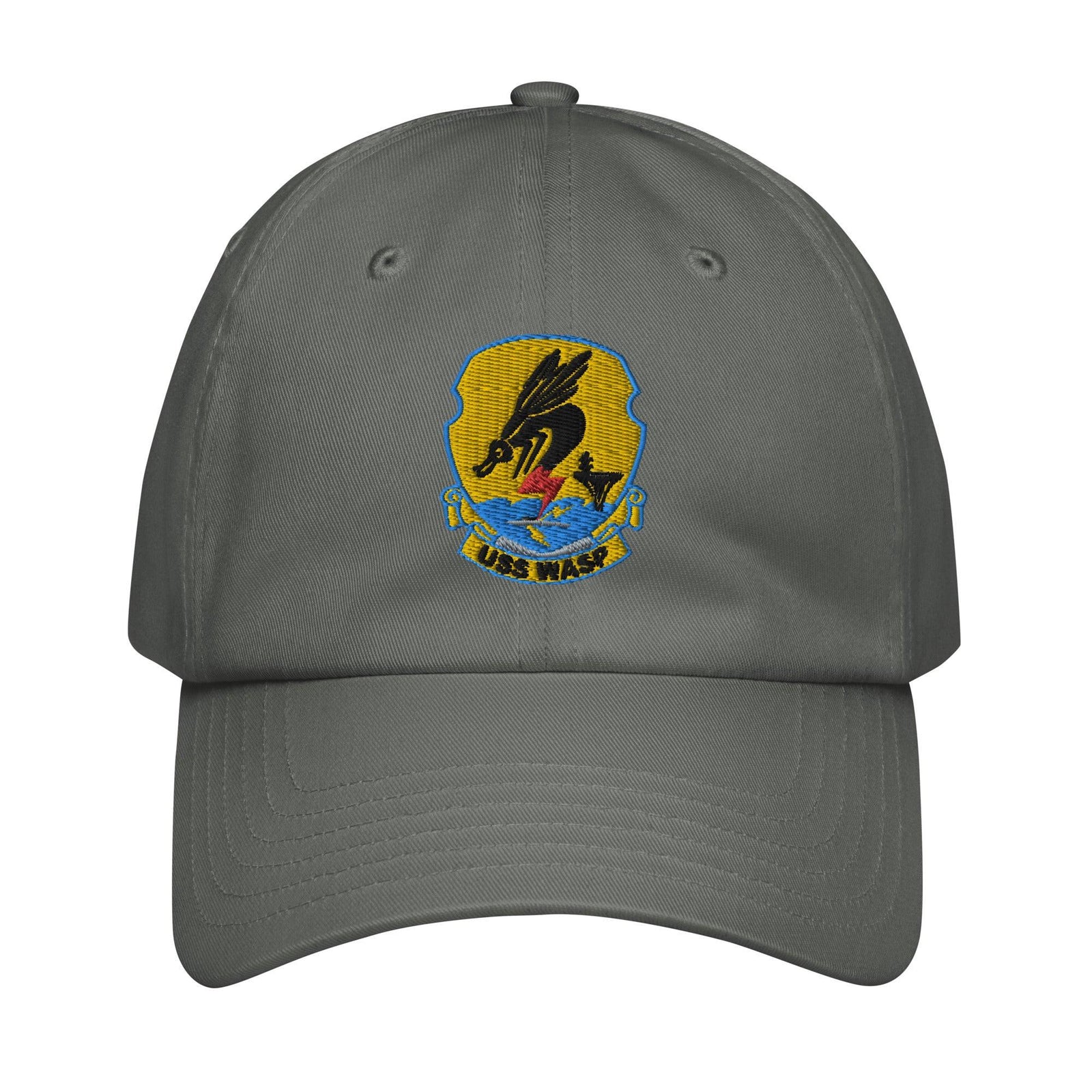 USS Wasp (CV-18) Embroidered Under Armour® Dad Hat Tactically Acquired Grey  