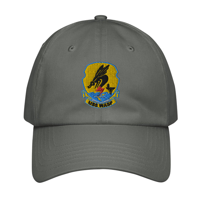 USS Wasp (CV-18) Embroidered Under Armour® Dad Hat Tactically Acquired Grey  