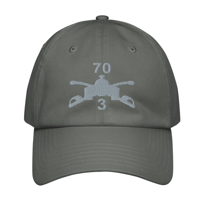 3-70 Armor Regiment Embroidered Under Armour® Dad Hat Tactically Acquired Grey  