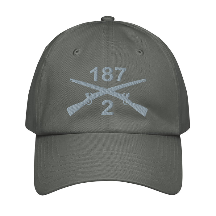 2-187 Infantry Regiment Embroidered Under Armour® Dad Hat Tactically Acquired Grey