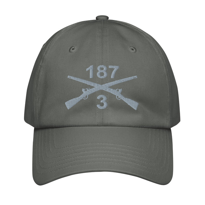 3-187 Infantry Regiment Embroidered Under Armour® Dad Hat Tactically Acquired Grey