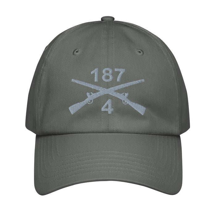 4-187 Infantry Regiment Embroidered Under Armour® Dad Hat Tactically Acquired Grey