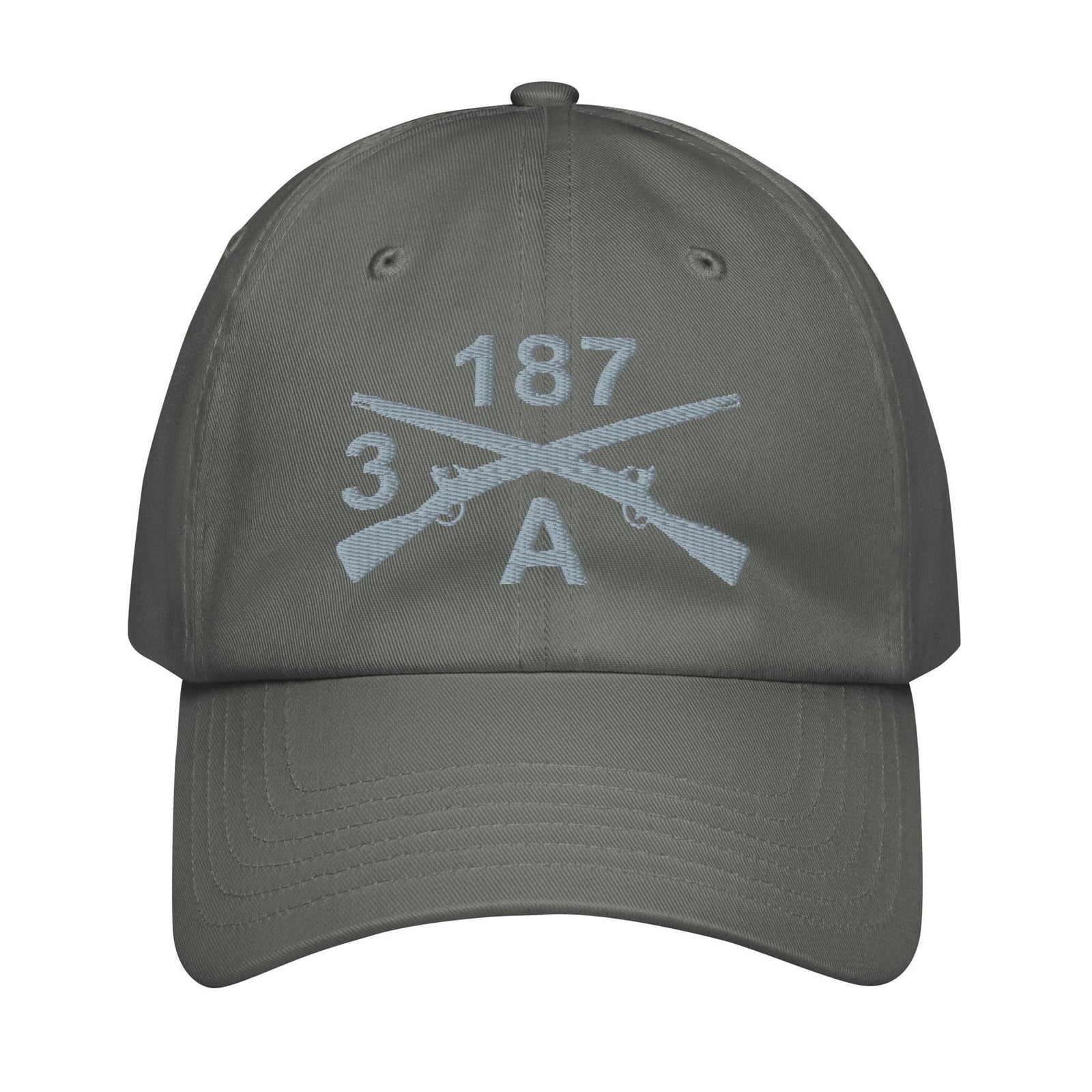 A CO. 3-187 INF RGT Embroidered Under Armour® Dad Hat Tactically Acquired Grey