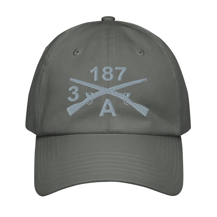 A CO. 3-187 INF RGT Embroidered Under Armour® Dad Hat Tactically Acquired Grey