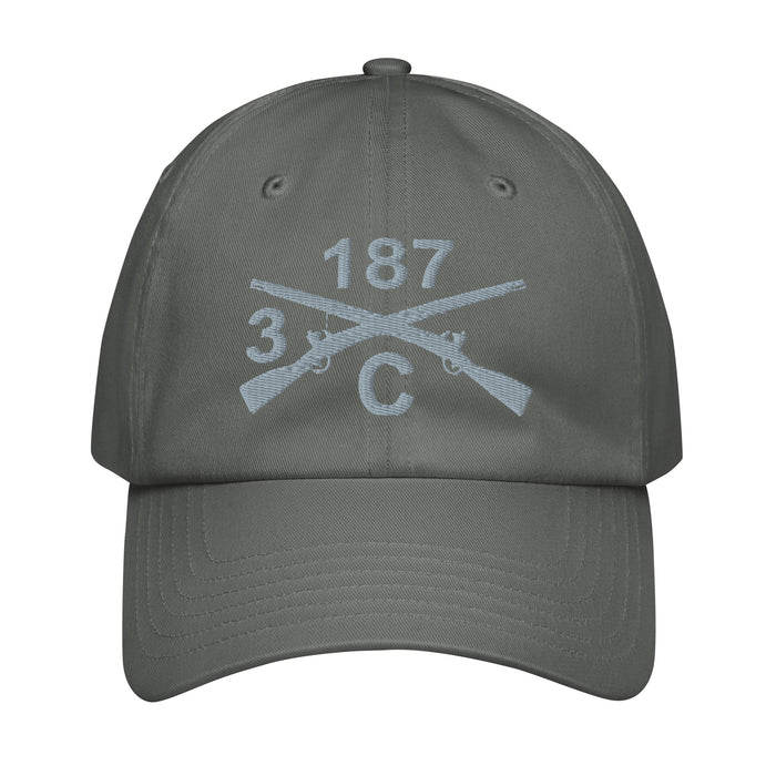 C CO. 3-187 INF RGT Embroidered Under Armour® Dad Hat Tactically Acquired Grey