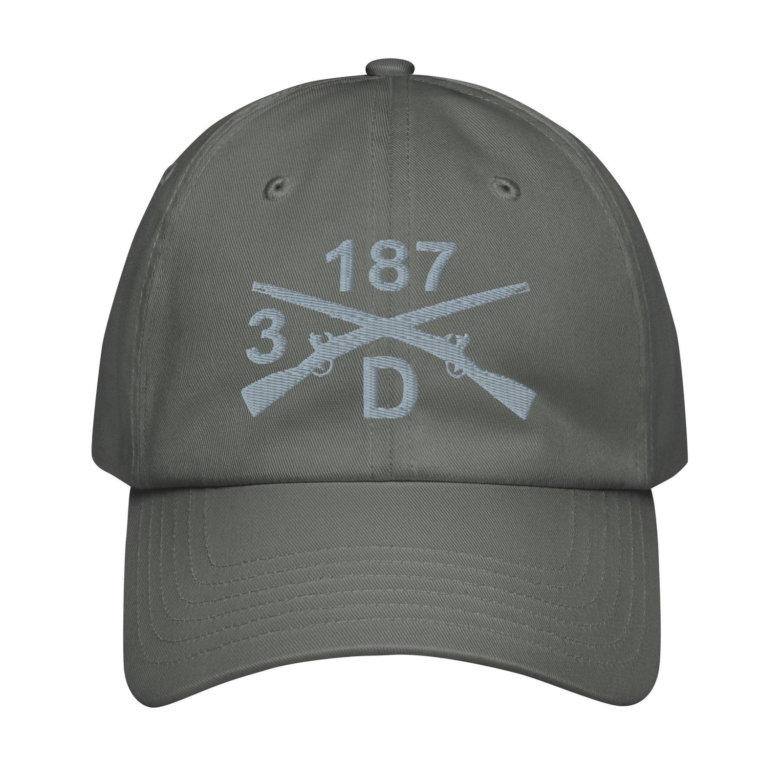 D CO. 3-187 INF RGT Embroidered Under Armour® Dad Hat Tactically Acquired Grey