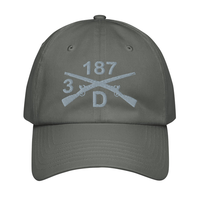 D CO. 3-187 INF RGT Embroidered Under Armour® Dad Hat Tactically Acquired Grey