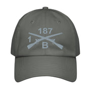 B Co. 1-187 Infantry Embroidered Under Armour® Dad Hat Tactically Acquired Grey