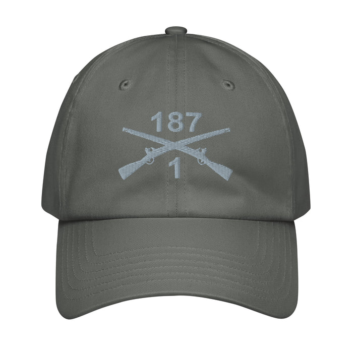 1-187 Leader Rakkasans Embroidered Under Armour® Dad Hat Tactically Acquired Grey