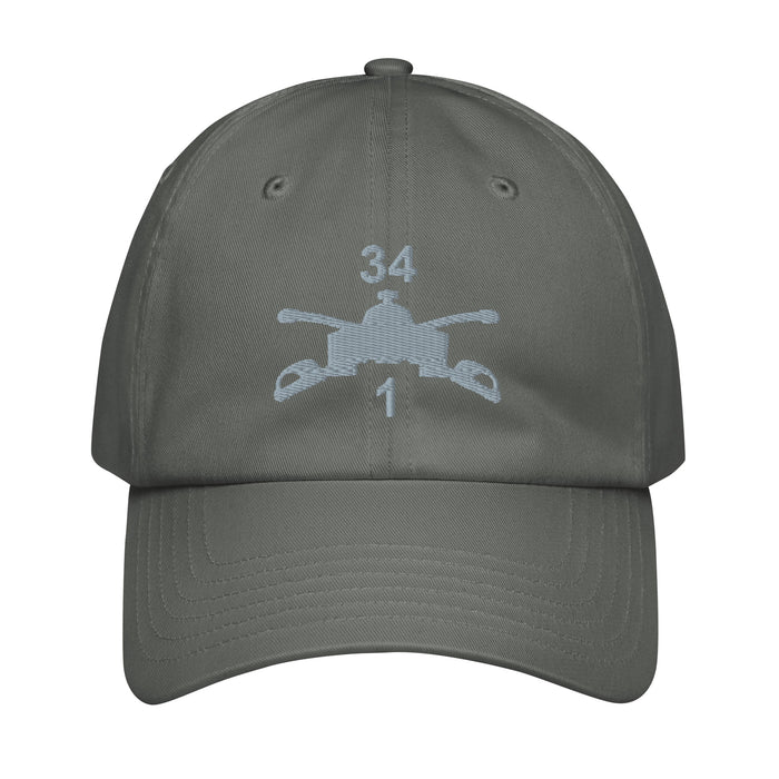 1-34 Armor Embroidered Under Armour® Dad Hat Tactically Acquired Grey