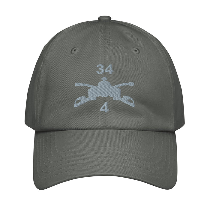 4-34 Armor Embroidered Under Armour® Dad Hat Tactically Acquired Grey